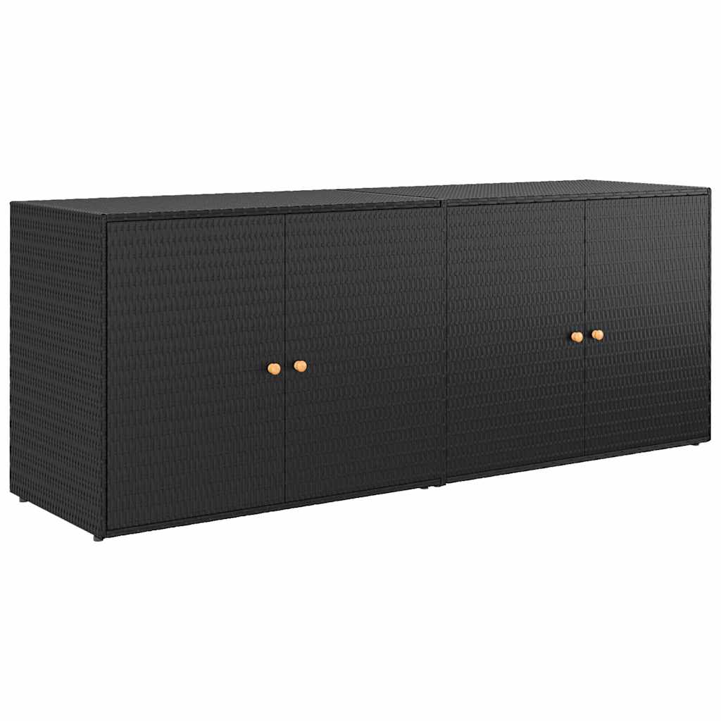 Garden Storage Cabinet Black 198x55.5x80 cm Poly Rattan